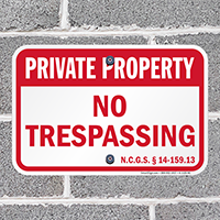 North Carolina Private Property Sign