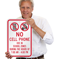 No Phone In School Zone Sign
