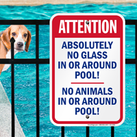 No Glass or Animals Around Pool Signs