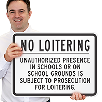 No Loitering Unauthorized Prosecution Sign