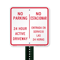 No Parking 24 Hour Active Driveway Bilingual Signs