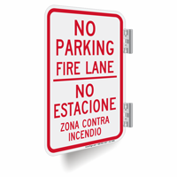 No Parking, Fire Lane, Bilingual Double-Sided Signs