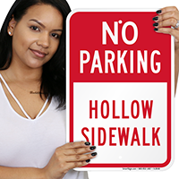 No Parking Hollow Sidewalk Signs