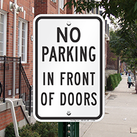 No Parking in Front of Doors Signs