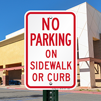 No Parking On Sidewalk Or Curb Signs