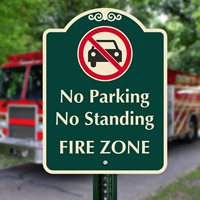 No Parking Or Standing, Fire Zone Signs