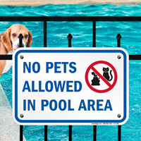 No Pets Allowed in Pool Area Signs