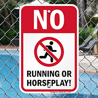 No Running Or Horseplay Pool Rules Signs