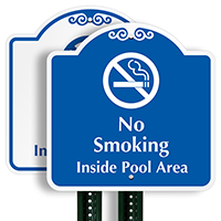No Smoking Inside Pool Area Sign