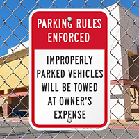 Parking Rules Enforced Signs
