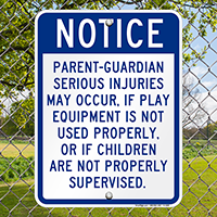 Playground Equipment Warning Sign