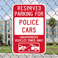 Reserved Parking For Police Cars Signs
