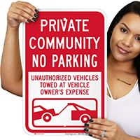 Private Community, No Parking Signs