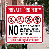 No Skateboarding & Bicycle Riding, security Sign