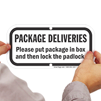 Put Package In Box And Then Lock Sign