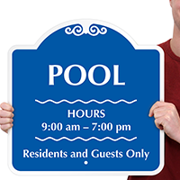 Residents and Guests Only Pool Hours Sign