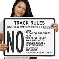 Track Rules Sneakers Gum Glass Sign
