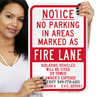 Orange County Notice No Parking Fire Lane Signs
