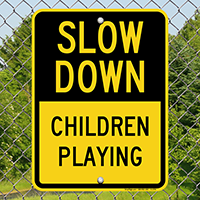 Children Playing Speed Limit Sign