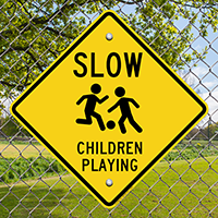 Children Playing with Graphic Sign