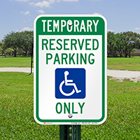 Temporary Handicapped Reserved Parking Only Sign