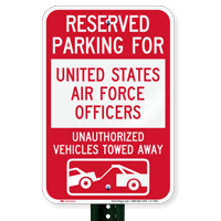 Reserved Parking United States Air Force Officers Signs