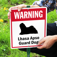 Warning Lhasa Apso Guard Dog LawnBoss Sign