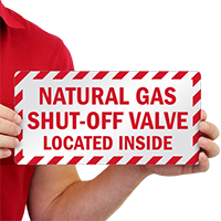 Shut-Off Valve Located Inside Emergency Label