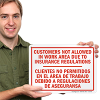 Bilingual Customer Not Allowed In Work Area Sign