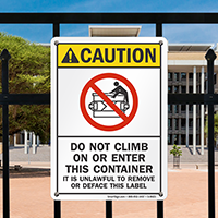 Do Not Climb Container Sign