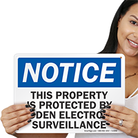 Protected By Hidden Electronic Surveillance Notice Sign