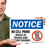 No Cell Phone While In Triage And Patient Rooms Sign