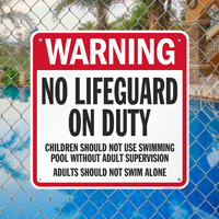 North Carolina No Lifeguard On Duty Sign