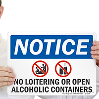 No Loitering Or Open Alcoholic Containers Sign