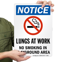 Lungs At Work No Smoking In Playground Area Notice Sign