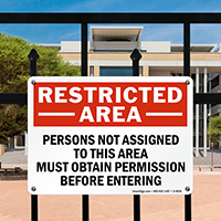 Restricted Area Persons Permission Entering Sign