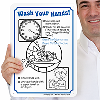 Wash Hands Prevent Swine Flu Sign