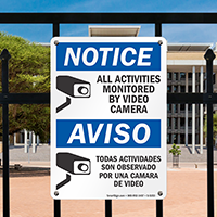 Bilingual Notice/Aviso All Activities Monitored Video Sign