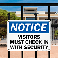 Notice Visitors Check In With Security Sign