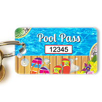 Pool Pass In Rectangular Shape, Colorful Flip Flops