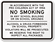No Smoking in any School Building Sign