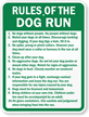 Rules of Dog Run Sign