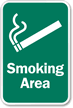 Smoking Area Sign with Cigarette Graphic
