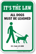 Dog Leash Sign For District of Columbia