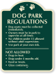 Dog Park Regulations Signature Sign