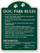 Dog Park Rules Signature Sign