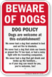 Dog Policy Funny Beware Of Dog Sign
