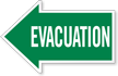 Evacuation, Left Die Cut Directional Sign