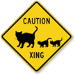 Family Of Cat Caution Xing Sign