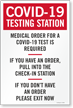 Medical Order for Test is Required Testing Site Sign